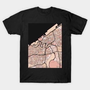 Cleveland Map Pattern in Soft Pink Pastels T-Shirt